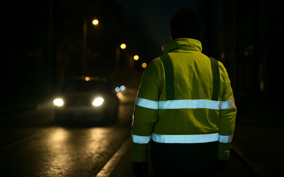 Street-smart style shines in reflective jacket pictures.