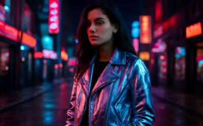 Shine on the streetwear scene with a reflective leather jacket that commands attention.