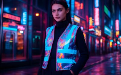 Bold streetwear meets safety with reflective vest fashion for trendsetters.