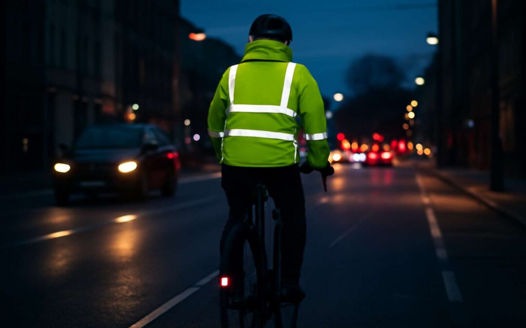 Shine on: use of reflective jacket boosts visibility and safety at night.
